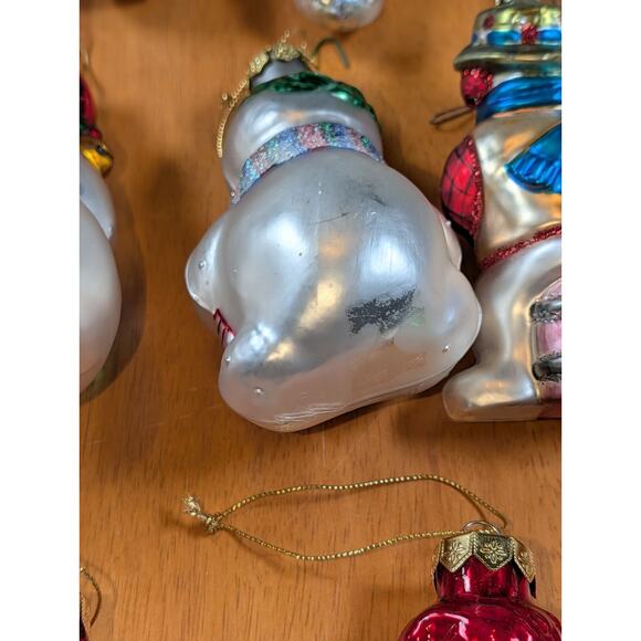 Lot Of 46 Hand Crafted Blown Glass Snowman Ornaments Christmas Winter Painted - Picture 11 of 16